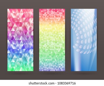 Design elements business presentation template. Vector illustration set vertical web banners background, backdrop glow light effect . EPS 10 for web buttons template, web site page presentation