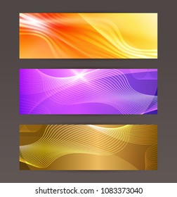 Design elements business presentation template. Vector illustration set horizontal web banners background, backdrop glow light effect . EPS 10 for web buttons template, web site page presentation