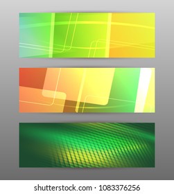 Design elements business presentation template. Vector illustration horizontal web banners background, backdrop glow light effect . EPS 10 for web buttons template, web site page presentation