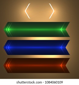 Design elements business presentation template - arrows set banner horizontal. Vector illustration style infographics, web headers, charts and graphs and tables on glow light background. EPS 10