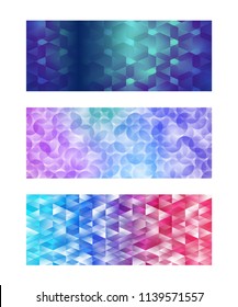 Design elements business presentation template. Set horizontal banners background, backdrop glow light effect. Vector illustration EPS 10 for web buttons template