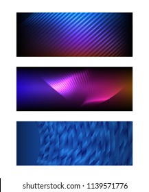 Design elements business presentation template. Set horizontal banners background, backdrop glow light effect. Vector illustration EPS 10 for web buttons template
