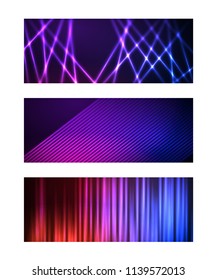 Design elements business presentation template. Set horizontal banners background, backdrop glow light effect. Vector illustration EPS 10 for web buttons template