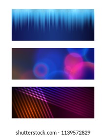 Design elements business presentation template. Set horizontal banners background, backdrop glow light effect. Vector illustration EPS 10 for web buttons template