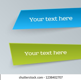 Design elements business presentation template. Set geometric vector eps10 horizontal banners. Vivid plastic cards with shadows made in material design style. Origami paper pieces. New Collection Tags