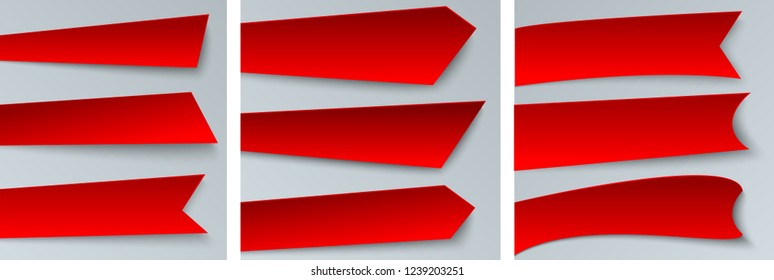 Design elements business presentation template. Set geometric vector eps10 horizontal banners. Vivid plastic cards with shadows made in material design style. Origami paper pieces. New Collection Tags