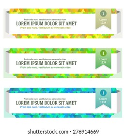 Design elements business presentation template. Vector illustration horizontal web banners background, backdrop triangle effect . EPS 10 for web buttons template, web site header page presentation