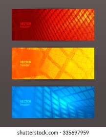 Design elements business presentation template. Vector illustration horizontal web banners background, backdrop glow light effect . EPS 10 for web buttons template, web site page presentation