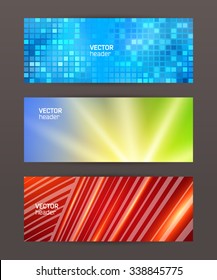 Design elements business presentation template. Vector illustration horizontal web banners background, backdrop glow light effect . EPS 10 for web buttons template, web site page presentation