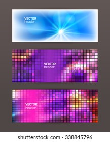 Design elements business presentation template. Vector illustration horizontal web banners background, backdrop glow light effect . EPS 10 for web buttons template, web site page presentation