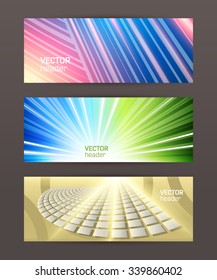 Design elements business presentation template. Vector illustration set horizontal web banners background, backdrop glow light effect . EPS 10 for web buttons template, web site page presentation