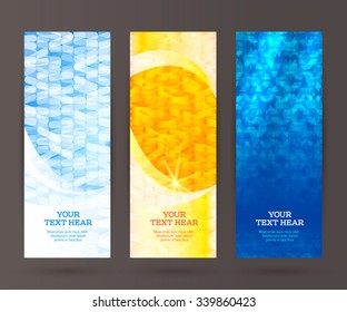 Design elements business presentation template. Vector illustration set vertical web banners background, backdrop glow light effect . EPS 10 for web buttons template, web site page presentation