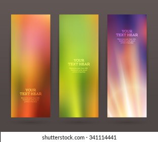 Design elements business presentation template. Vector illustration set vertical web banners background, backdrop blur glow light effect . EPS 10 for web buttons template, web site page presentation