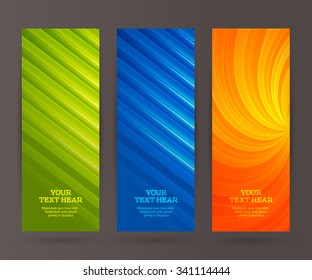 Design elements business presentation template. Vector illustration set vertical web banners background, backdrop glow light effect . EPS 10 for web buttons template, web site page presentation