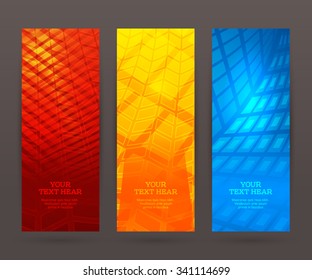 Design elements business presentation template. Vector illustration set vertical web banners background, backdrop glow light effect . EPS 10 for web buttons template, web site page presentation