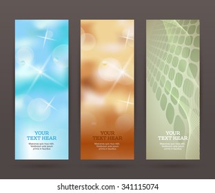 Design elements business presentation template. Vector illustration set vertical web banners background, backdrop blur glow light effect . EPS 10 for web buttons template, web site page presentation