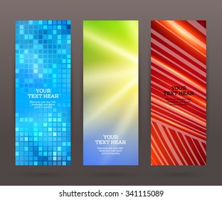 Design elements business presentation template. Vector illustration set vertical web banners background, backdrop glow light effect . EPS 10 for web buttons template, web site page presentation