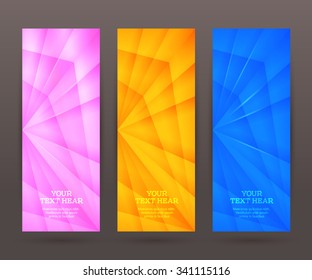 Design elements business presentation template. Vector illustration set vertical web banners background, backdrop glow light effect . EPS 10 for web buttons template, web site page presentation
