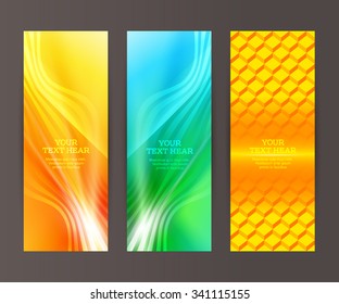 Design elements business presentation template. Vector illustration set vertical web banners background, backdrop glow light effect . EPS 10 for web buttons template, web site page presentation