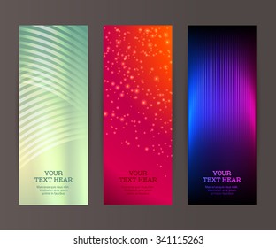 Design elements business presentation template. Vector illustration set vertical web banners background, backdrop glow light effect . EPS 10 for web buttons template, web site page presentation