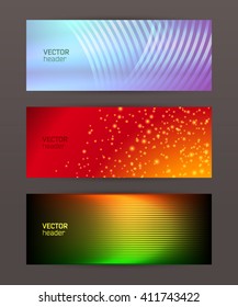 Design elements business presentation template. Set horizontal banners background, backdrop glow light effect. Vector illustration EPS 10 for web buttons template