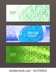 Design elements business presentation template. Set horizontal banners background, backdrop glow light effect. Vector illustration EPS 10 for web buttons template