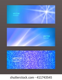 Design elements business presentation template. Set horizontal banners background, backdrop glow light effect. Vector illustration EPS 10 for web buttons template