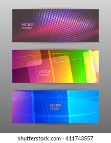 Design elements business presentation template. Set horizontal banners background, backdrop glow light effect. Vector illustration EPS 10 for web buttons template