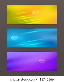 Design elements business presentation template. Set horizontal banners background, backdrop glow blurry effect. Vector illustration EPS 10 for web buttons template