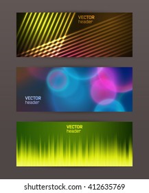 Design elements business presentation template. Set horizontal banners background, backdrop glow light effect. Vector illustration EPS 10 for web buttons template
