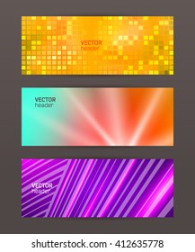 Design elements business presentation template. Set horizontal banners background, backdrop glow light effect. Vector illustration EPS 10 for web buttons template