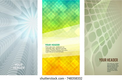 Design elements business presentation template. Vector illustration set vertical web banners background, backdrop glow light effect . EPS 10 for web buttons template, web site page presentation