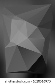 Design elements Business templates presentation. Easy editable vector illustration EPS 10 layout for brochure, monohrome triangle 3d effect crystal lattice on black white gradient grey background