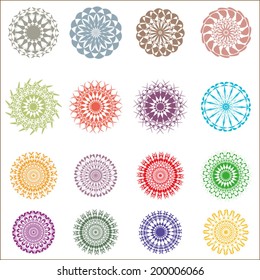 Design elements, Christmas ornaments, snowflakes, lace doily, abstract decoration