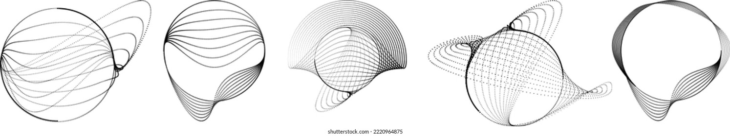 Design elements with circular halftone dots. Vector rotating dotted circles design . Half tones collection . Concentric circles for posters, social media, promotion,  flyer, covers .Dotted frames