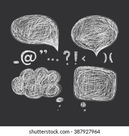 Design elements - a cloud of dialogue and punctuation marks. Hand drawing. 