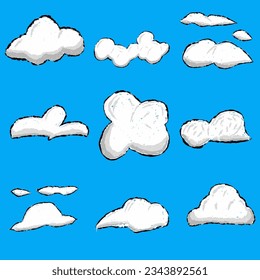 Design elements of clouds in scribble style
