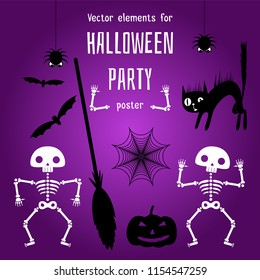Design elements for creation a Halloween poster.
