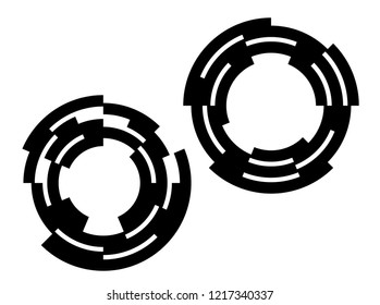 Design elements. Curved many streak. Abstract Circular Wireframe mesh logo element on white background isolated. Creative band art. Vector illustration EPS 10. digital for promotion new product