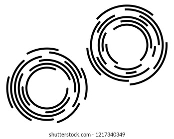 Designelemente. Gekrümmt viele Streifen. Abstraktes kreisförmiges Drahtgitter-Mesh-Logo-Element auf weißem Hintergrund einzeln. Kreative Band Kunst. Vektorgrafik EPS 10. digital für die Förderung neuer Produkt