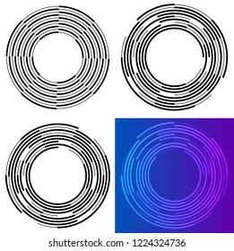 Design elements. Curved many streak. Abstract Circular Wireframe mesh logo element on white background isolated. Creative band art. Vector illustration EPS 10. digital for promotion new product