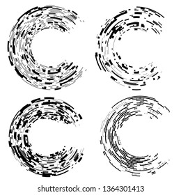 Design elements. Curved many streak. Abstract Circular logo element on white background isolated. Creative band art. Vector illustration EPS 10. digital for promotion new product