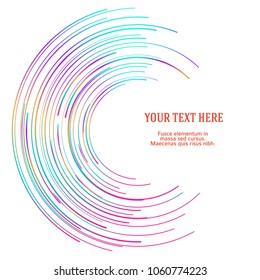 Design elements. Curved rainbow gradient many streak. Abstract Circular logo element on white background isolated. Creative band art. Vector illustration EPS 10. digital for promotion new product