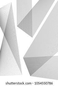 Design elements. Curved sharp corners wave many lines. Abstract vertical broken stripes on white background isolated. Creative line art. Vector illustration EPS 10. Black line created using Blend Tool