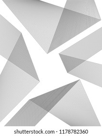 Design elements. Curved sharp corners wave many lines. Abstract vertical broken stripes on white background isolated. Creative line art. Vector illustration EPS 10. Black line created using Blend Tool