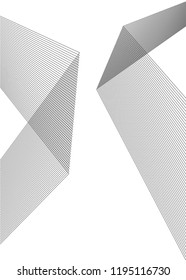Design elements. Curved sharp corners wave many lines. Abstract vertical broken stripes on white background isolated. Creative line art. Vector illustration EPS 10. Black line created using Blend Tool
