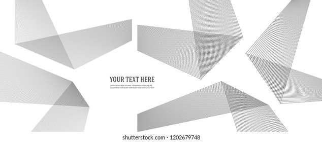 Design elements. Curved sharp corners wave many lines. Abstract vertical broken stripes on white background isolated. Creative line art. Vector illustration EPS 10. Black line created using Blend Tool