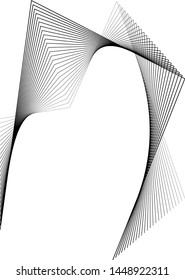 Design elements. Curved sharp corners wave many lines. Abstract vertical broken stripes on white background isolated. Creative line art. Vector illustration EPS 10. Black line created using Blend Tool