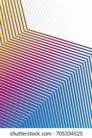Design elements. Curved sharp corners wave many lines. Abstract vertical broken stripes on white background isolated. Creative line art. Vector illustration EPS 10. Color line created using Blend Tool