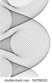 Design elements. Curved sharp corners wave many lines. Abstract vertical broken stripes on white background isolated. Creative line art. Vector illustration EPS 10. Black line created using Blend Tool